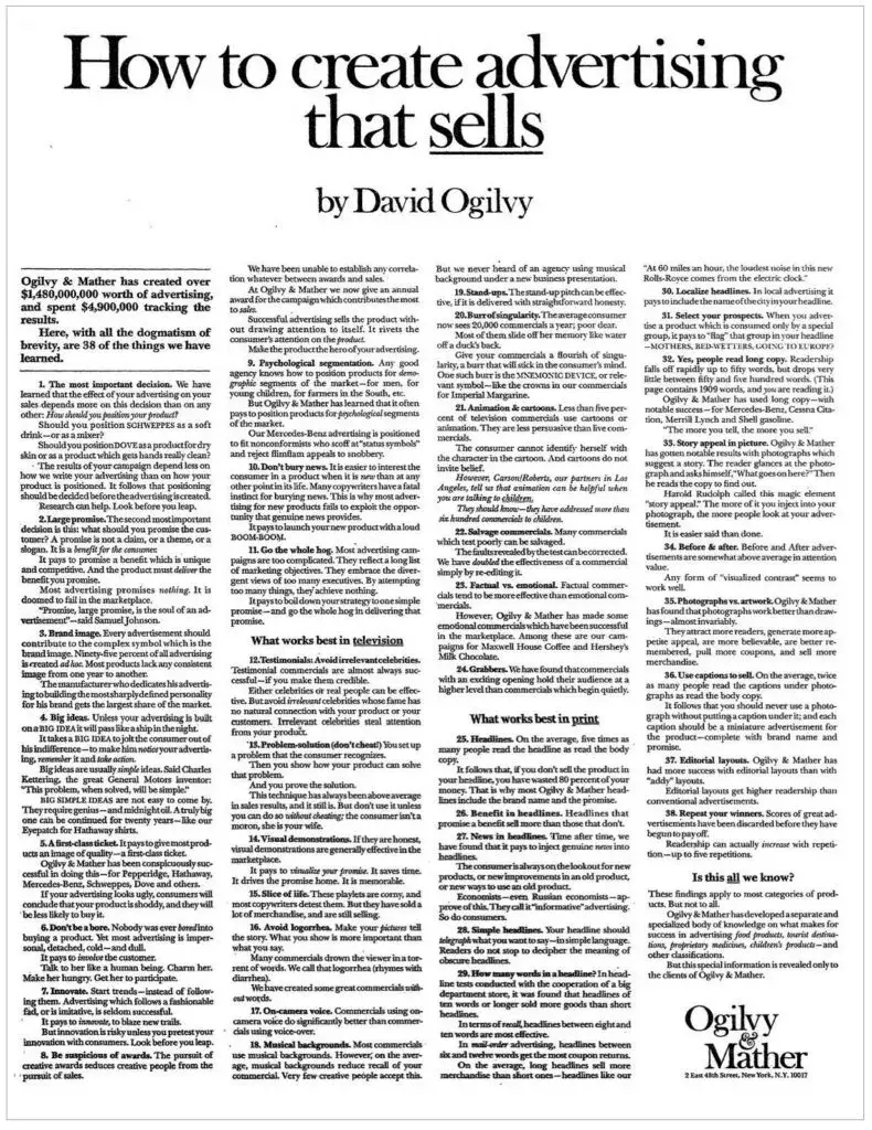 David Ogilvy&rsquo;s &lsquo;How to Create Advertising That Sells&rsquo;