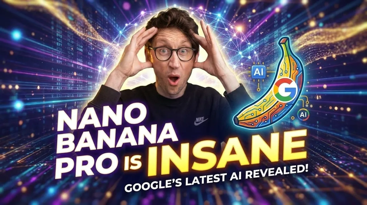 YouTube thumbnail for a video titled &lsquo;Nano Banana Pro is Insane&rsquo; featuring the presenter looking very surprised.